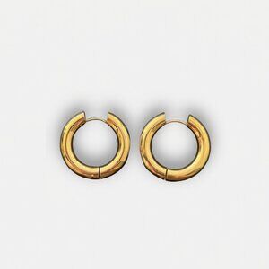 Chunky Yellow Gold Plated Huggie Hoop Earrings